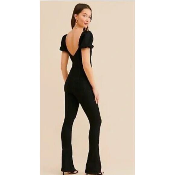 Free People Black Denim Moondance Flared Jumpsuit XS - Picture 2 of 4